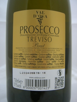 Val d'Oca Prosecco Treviso Brut Spumante, DOC Prosecco Treviso, Schaumwein, weiß, 0,75l